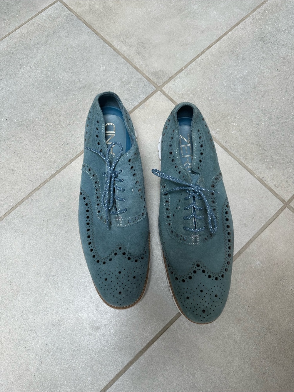 Cole Haan Zerogrand Men's Blue Suede Wingtip Oxford Sneakers